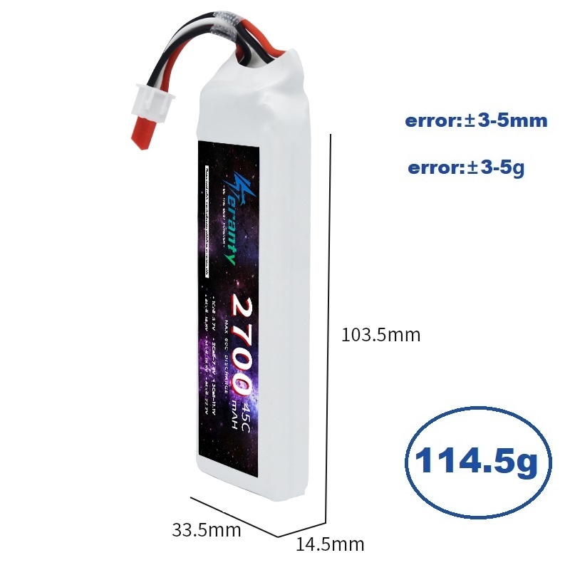 1/3 adet 2S 7.4V Lipo pil 2700 - Drone Battery Connector incelemesi ve fiyatı
