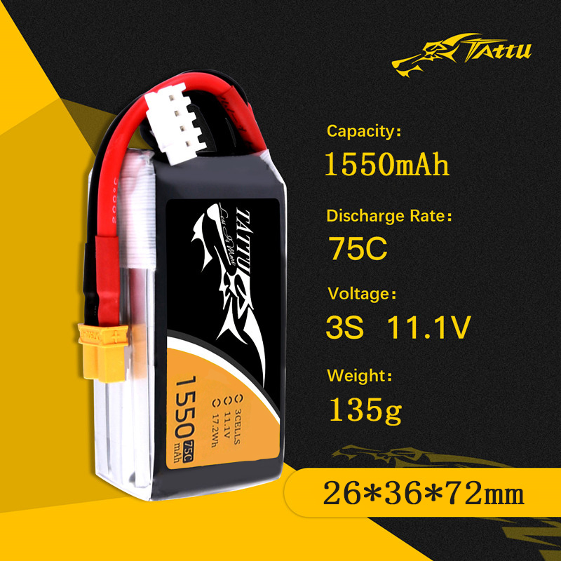 TATTU 3S 11.1V 1550mAh RC LiPo - Drone Battery 3S incelemesi ve fiyatı